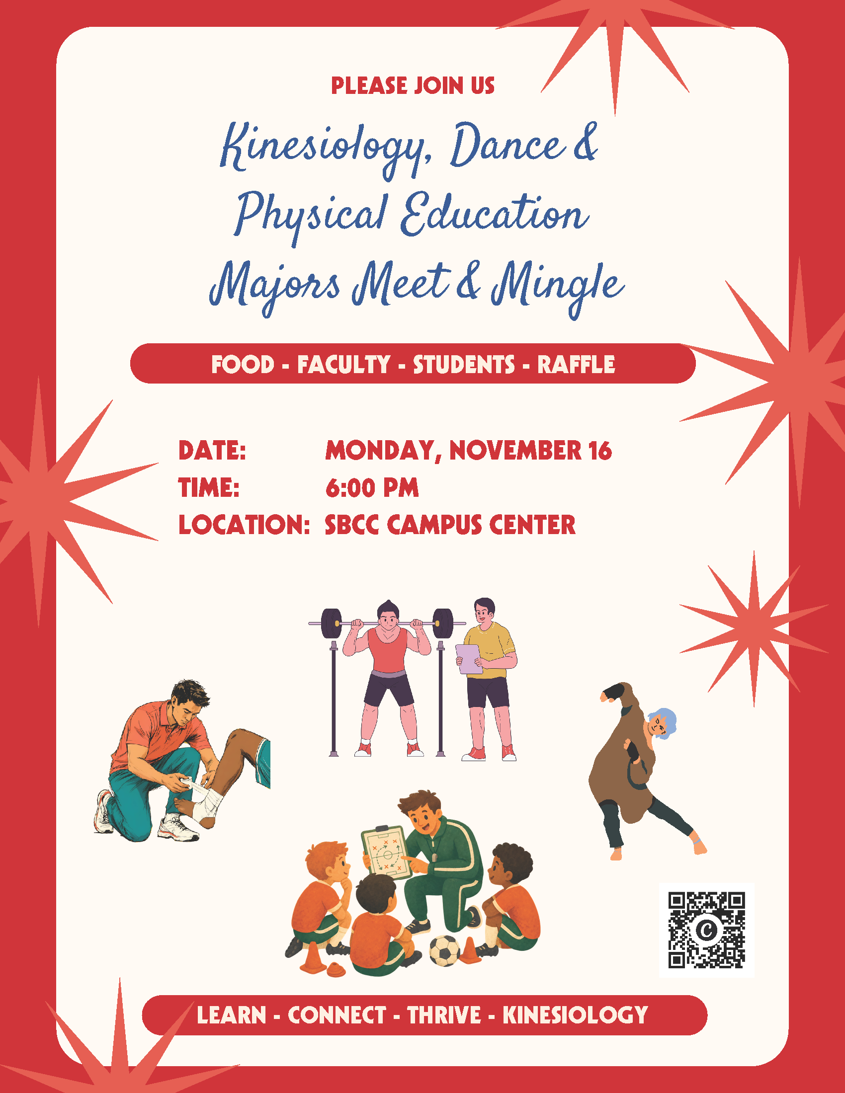 Kinesiology, Dance and Physical Education Majors Meet and Mingle - Monday, November 16 at 6 p.m. in the SBCC Campus Center - Click for PDF
